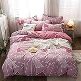 Bedding Bettwäsche Set Superweiches Bettbezug Set Vierer-Set Mit Geometrischem Druck, Bettbezug Aus Mikrofaser, Bettwäsche-Set Microfaser Deckenbezug Mit Reißverschluss 220x240