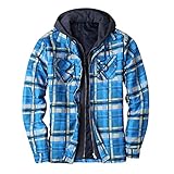 Asija Hoodie Herren Thermohemd Kariertes Hemd Langarm Regular Fit Freizeit Karohemd mit Kapuze Männer Winter Warm Flanellhemd Winterjacke Innenfutter Holzfällerhemd Arb