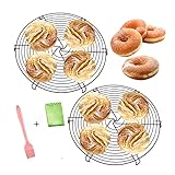 JOKILY Kuchenauskühler, Tortengitter Rund, Abkühlgitter Edelstahl, 2 Stück Rundes Kuchengitter, für Gleichmäßiges und Schnelles Auskühlen Tortenkühler Leichte Lösbarkeit der Gebäcke (Schwarz)