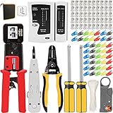 MAYLINEE RJ45-Netzwerkkabeltester Computer-Reparatur-Toolkits Cat5e Cat6 Cat7 Net Professioneller LAN-Kabeltester Wartung, Professionelles Netzwerk-Tools-Set (rot)