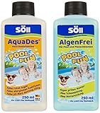 Söll 20174 PlanschbeckenPflege-Set AquaDes AlgenFrei je 250 ml - zuverlässige Wasserreinigung Poolpflege reinigt & desinfiziert Badewasser, ideal für Planschbecken Kinderpool Whirlpool Hundep