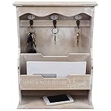 Wohaga® Wandorganizer 'Home' - Memoboard mit Schlüsselbrett und verschiedenen Ablagen, 30x40x10,5cm, Holz - Memotafel Flur Diele Dek