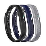 Molitececool Kompatibel mit Fitbit Flex 2 Armband, Silikon-Ersatzarmband für Flex 2 Sport Classic Fitness Zubehör Armband (groß (17 - 20,6 cm Handgelenk), 3 Stück, schwarz/marineblau/grau)