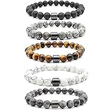 5pcs Anti-schwellung Balck Obsidian Armband, Magnetfeldtherapie Armband Einstellbar, Perlen Buddha Heilseil Unisex Armb