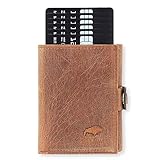 NEU: SOLO PELLE® Slim Wallet mit Münzfach [12 Karten] Slimwallet Riva [RFID-Schutz] Kartenetui mit Münzfach [Leder] Smart Wallet für Männer und Damen (Vintage Braun)