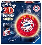 Ravensburger 3D Puzzle 12177 - Nachtlicht Puzzle-Ball FC Bayern München - 72 Teile - ab 6 Jahren, LED Nachttischlampe mit Klatsch-M