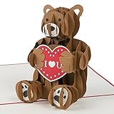 Ich liebe dich „Teddybär mit Herz“ Liebe Karte, Karte zum Valentinstag, Grusskarte mit Herz, Valentinstag Karte, Liebe, Romantisches Geschenk, Geschenk für Freund, Geschenk für Freundin, Pop Up
