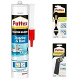 Pattex Dusche und Bad Silikon + Glätt-Cutter (PFWGC) + Fugenhai (PFWFH)