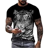 wuitopue Herren-T-Shirt, Unisex, 3D-Druck, grafische Drucke, Tierdruck, kurzärmelig, Oberteil, Freizeitbluse, Größe S-XXXXXXXL, Weiß #G, XXL