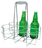 APS Flaschenträger, Flaschenkorb, Flaschenbehältnis für 6 Flaschen, Ring Ø 9,5 cm, 21,5 x 32 cm, Höhe 33 cm, aus verchromtem M