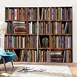 Altes Bücherregal Blickdicht Gardinen mit Ösen für Schlafzimmer Thermogardinen Vorhang Blickdicht, 290x140cm(HöhexBreite), 2er Set (B2022)