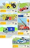 Pebaro 6 STK 3D Laubsägevorlagen Set Bus Feuerwehr Rennauto Bagger LKW