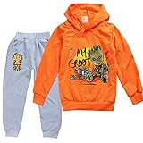 Aatensou Groot Hoodie Set Anime Gedruckt Casual Streetwear Pullover Jungen Sporthose Und Kapuzenpullover Sportanzug Jogginganzug (A5,100)