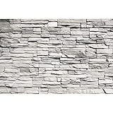 GREAT ART® XXL Poster – Weiße Steinwand – Steinmauer Stonewall Industrie Design Wandverkleidung Mauer Wand Bild Naturstein Wandbild Steine Wanddeko Motiv Fotoposter (140 x 100 cm)