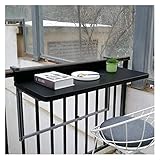 NC Schwarzer Klapptisch,Aluminium-Balkon-Hängetisch,Reling Outdoor-Freizeittisch,Höhenverstellbar in 5 Positionen,Einfach zu montieren(120×40cm,Schwarz)