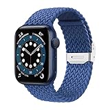 Elastisches Nylonarmband Geeignet for Apple Watch Strap 38mm 40mm 42mm 44mm Einstellbare Größe Geflochtene Schleife Gurt Geeignet for iWatch Series 6 SE 5 4 3 (Color : Blau, Size : 42mm and 44mm)