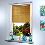 Mass-Gardinen-Shop Holzjalousie nach Maß, Jalousie, Rollo, Echtholz, Klemmfix, Lammelle 25 mm, Holzrollo, Maßarbeit (H: 120cm x B: 50cm, Pitch Pine)
