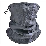 ASQZX Polar Fleece Wärmer Hals Gaiter Thermal Hälfte Gesicht Cover Tube Maske Reflektierende Radfahren Skifahren Bandana Männer Frauen (Color : Dark Gray)