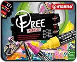 Acrylmarker - STABILO FREE Acrylic Starter Set - 11er Pack - 4x T100, 5x T300, 2x T800C - in 11 verschiedenen Farb
