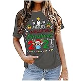 Merry Christmas Tree Holiday T Shirt Damen Funny Rentier Long Sleeve Tees Tops Baseball T-Shirt Tshirt Sommer Kurzarm Shirts Farbverlauf Lose Rundhals Ob