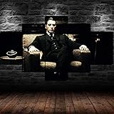 JUNZU Modernes Bild, Digitalisierter Kunstdruck | Dekoratives Bild Für Den Salon Oder Das Schlafzimer |Filmplakat Mit Uhrenrahmen | 5 Teile 100 * 55 cm XXL