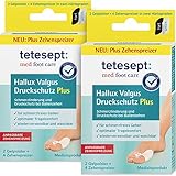 tetesept med foot care Hallux Valgus Druckschutz Plus – Schmerzlinderung und Druckschutz bei Ballenzehen – Für schmerzfreies Gehen – 4 x Gelpolster + 8 x Zehensp