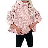 TianWlio Damen Strickpullover Rollkragenpulli Pullover Sweater Plüschpullover Langarm Winterjacke Sweatshirt Für Herbst und Winter Einfarbig O