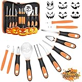 JuguHoovi Halloween Kürbis Schnitzset,11Stück Kürbis-Schnitzset mehrzweck Edelstahl Schnitzwerkzeuge,KüRbis Schnitz Set für Halloween Deko Kürbis L