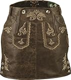 Trachten Lederrock kurz Damen oder Mädchen - Kinder Leder Rock Vintage Damen- Nappa antik - Trachtenrock Knielang - Kurzer Lederrock Damen Tracht echt Leder alt Braun (140, Alt Braun)