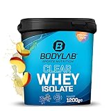 Bodylab24 Clear Whey Isolate 1200g Pfirsich-Eistee, Eiweiß-Shake aus 96% hochwertigem Molkenprotein-Isolat, erfrischender fruchtiger Drink, Whey Protein-Pulver kann den Muskelaufbau unterstü
