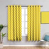 ZLYYH Outdoor Vorhang Gelb Weiß Punkte Böhmen BxL:132x214cm(66x214cm x2 Panel) Gardinen Vorhänge Blickdicht Vorhänge Für Schlafzimmer Wohnzimmer Home Fashion Schiebegardinen blickdichter Dek