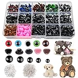 KOIROI 560Stk Puppenaugen Teddyaugen und Teddynase, Knopfaugen für Plüschtiere, 6-14mm Teddyaugen und Sicherheitsnasen, Sicherheitsaugen mit Unterlegscheibe, Plüschtier und Teddybär B