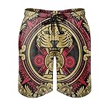 Facbalaign Herren Shorts Jaguar Warrior Badeshort Kurze Hose mit Mesh-Futter und Taschen White XL