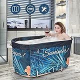 Faltbare Badewanne, Klappbare Badewanne Erwachsene 120cm*60cm Mobile Badewanne Ovale Badewannen für Dusche Familienbadezimmer Spa Badewanne für Kinder mit Wärmedämmabdeckung (10 x Badetasche)