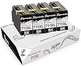 Squuido 4 Schwarz Tintenpatronen CZ129A 711 XL 711XL kompatibel mit HP DesignJet T520 T120 | Hohe Kapazität 2300 S