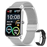 Smart Watch Damen,Yocuby Lady Smartwatch für Android/iOS,1.57' Full Touch Screen Fitness Tracker für Damen,IP68 wasserdichte Smartwatch kompatibel für iPhone Samsung Huawei (Silber)