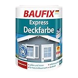 BAUFIX Express-Deckfarbe, Wetterschutzfarbe skandinavisch rot, 2.5 Liter, wetterbeständige Deckfarbe für außen und innen, geeignet für Holz, Putz, Mauerwerk, Möbel, Zäune, schnelle Trocknung