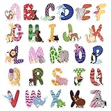 Holzbuchstaben Kinderzimmertür Alphabet Set I Alle Buchstaben A-Z für Kinder Holzspielzeug, Namensschilder I Pädagogisches Spielzeug Geschenk für Jungen/Mädchen im Kinderzimmer als Tieralphabet w