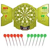 Elektronische Dartscheibe Profi, Elektronische Dartboard mit LCD-Anzeigemit und Türen,E Dartboards mit 12 Dartpfeilen 27 Spiele mit 216 Spielop