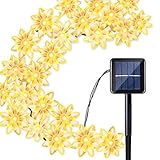 Pillowcase Solar-Blumen-Weihnachtslichter, wasserdichte 23FT 50LED Solar-Lichterketten mit 8 Modi für Innen-Außengarten-Hochzeitsfeier-Beleuchtungsdekoration (Warmweiß)