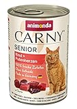 animonda Katzenfutter Carny Senior, Nassfutter für Katzen ab 7 Jahren, Rind + Putenherzen, 6 x 400 g