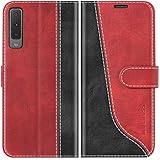 Mulbess Handyhülle für Samsung Galaxy A7 2018 Hülle, Handy Samsung Galaxy A7 2018 Hülle, Leder Flip Etui Handytasche Schutzhülle für Samsung Galaxy A7 2018 Case, Wine R