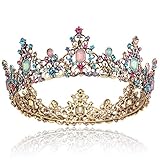 Coucoland Barock Königin Krone Braut Strass Tiara Hochzeit Krone Prinzessin Kristall Diadem Geburtstagskrone Damen Halloween Fasching Kostüm Accessoires (Mehrfarbig)