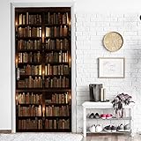 GBDEHYY 3D Türaufkleber Türtapete Selbstklebend Kerze und Bücherregal Türposter Fototapete Poster Tapete PVC wasserdichte Abnehmbare Art Decals für Dekoration Wandbild 95X215CM