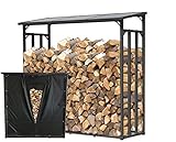 QUICK STAR Metall Kaminholzregal Anthrazit 143 x 70 x 145 cm Garten Kaminholzunterstand 1,4 m³ / 2 Schüttraummeter Stapelhilfe Aussen mit Wetterschutz Schw