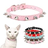 5 Stück Coole Katze Hundehalsband Katzen Hunde Leder Stachel Nieten Halsbänder für kleine mittlere Hunde Katzen Chihuahua 5 Farben, M
