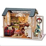 DIY Weihnachten Miniatur Dollhouse Kit Realistische Kabine Mini 3D Holzhaus Zimmer Handwerk mit Möbel Led leuchten Kindertag Geburtstag Geschenk Dek