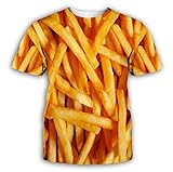 Pommes Frites Druck T-Shirt Sommer 3D-Druck Design Kurzarm Tops Für Männer Frauen Lustige Paar Pullover T-Shirts,XXL