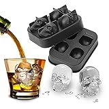 PREMIUM 3D Totenkopf Eiswürfelform für erfrischende Eiswürfel in Whiskey und Longdrink Gläser zum selber machen I Skull Eiswürfelbehälter mit Deckel aus Silikon wiederverwendbar & zu 100% BPA-frei (1)
