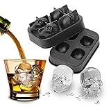 PREMIUM 3D Totenkopf Eiswürfelform für erfrischende Eiswürfel in Whiskey und Longdrink Gläser zum selber machen I Skull Eiswürfelbehälter mit Deckel aus Silikon wiederverwendbar & zu 100% BPA-frei (1)